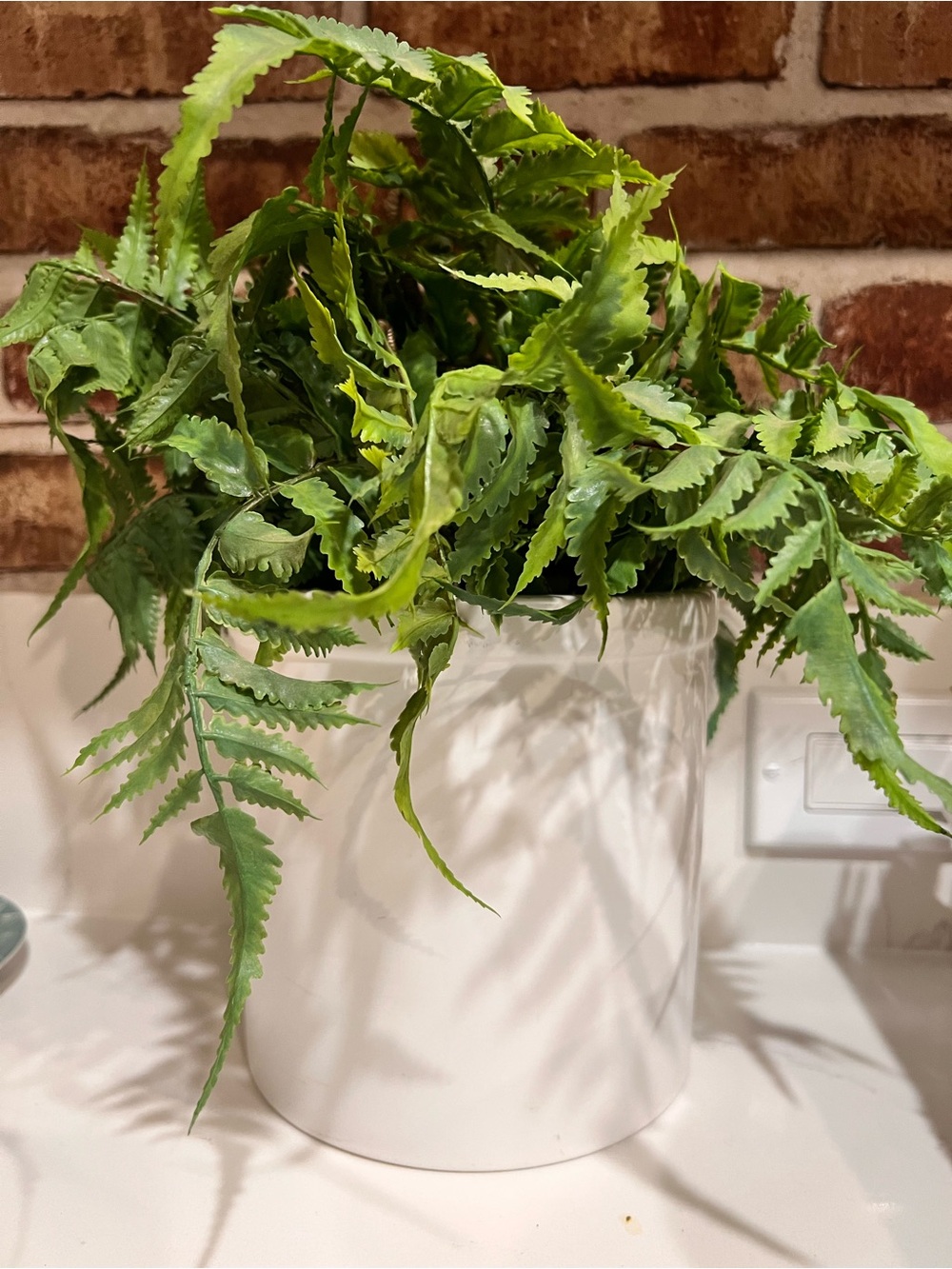 Threshold White Ceramic Pot with Lush Green Faux Fern
